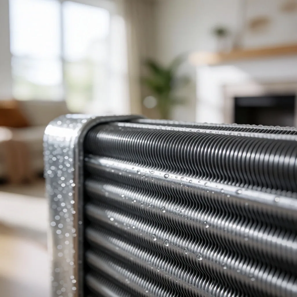 Detalj makrofotografije aluminijskih lamela klima uređaja